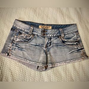 Size 9 jean shorts in faded denim style.